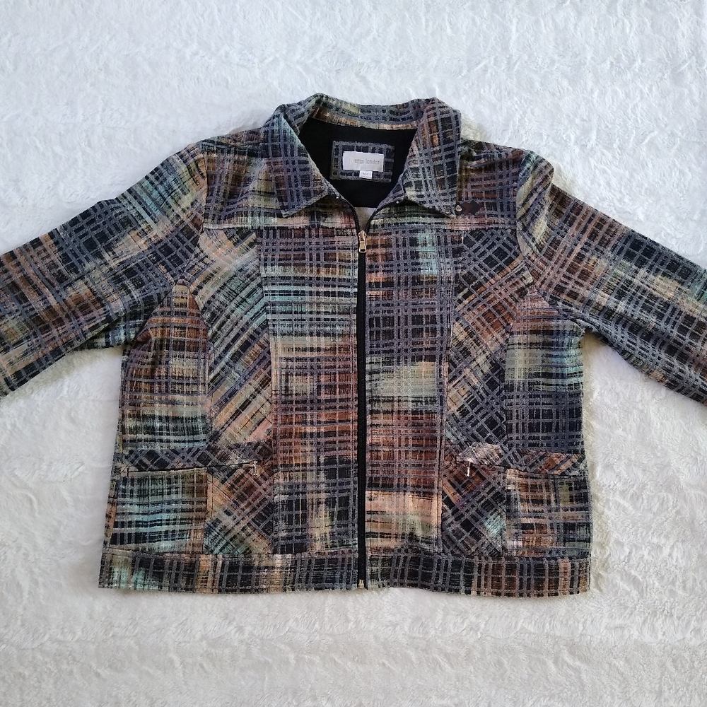 Erin London Plaid Textured Blazer Jacket